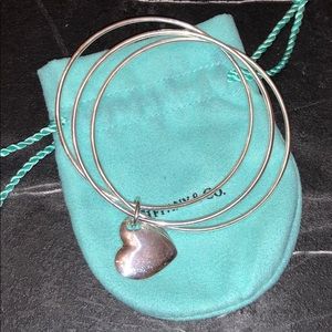 Tiffany & Co. Triple Bangle Heart Charm Bracelet